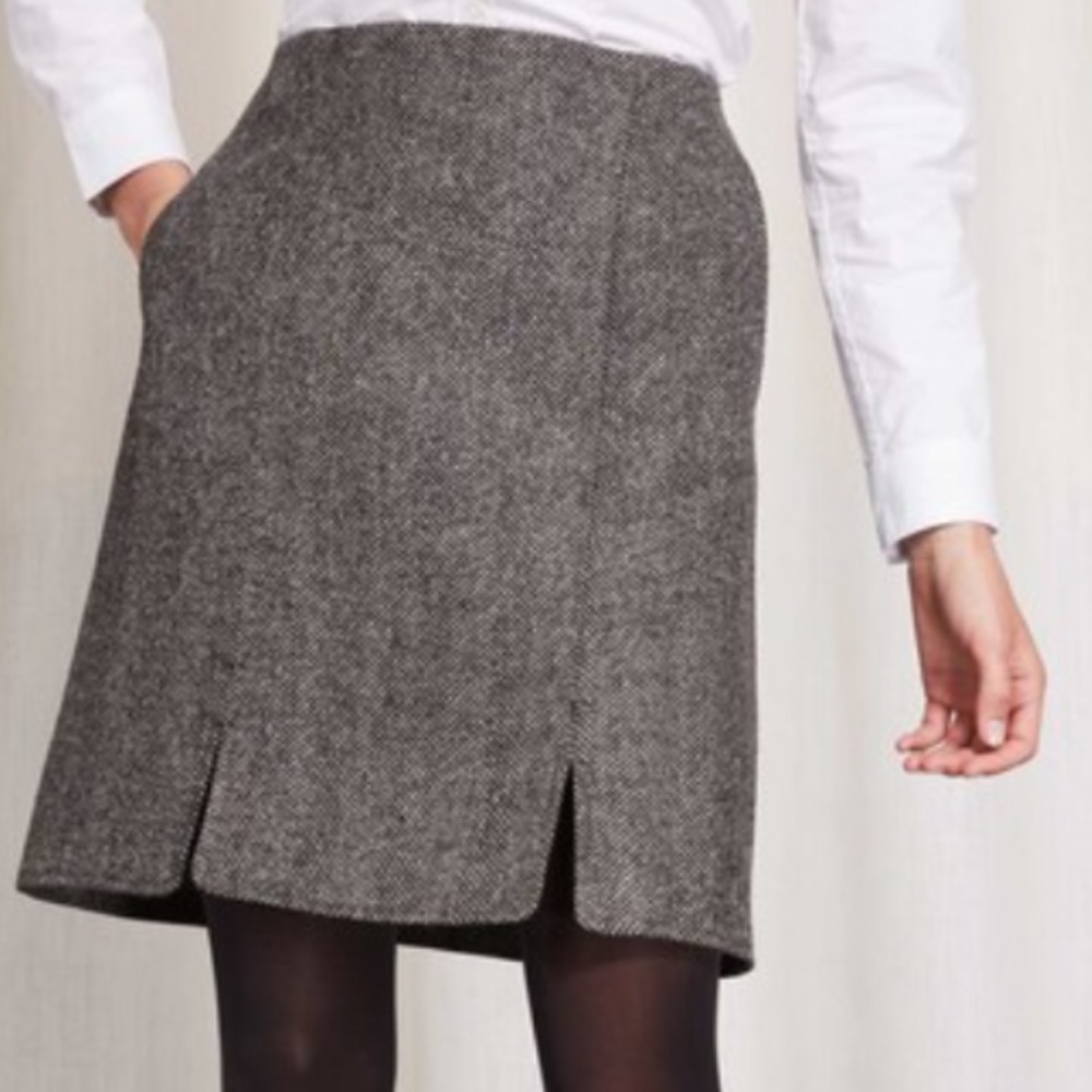 Boden British Gray Tweed Mini Skirt 8